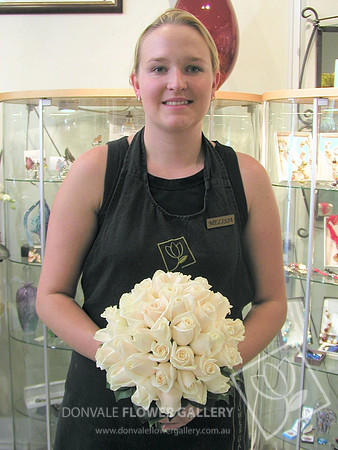 white rose wedding bouquet