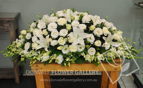Casket Flowers - white and green mix