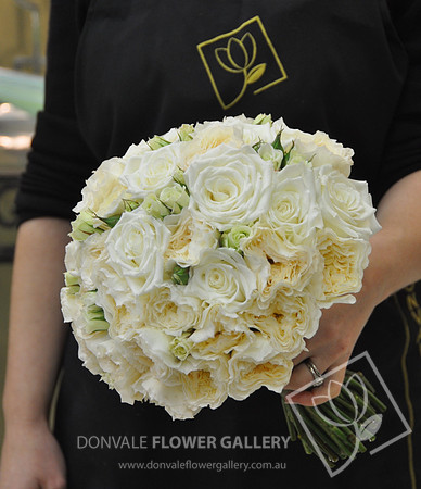 white rose wedding bouquet