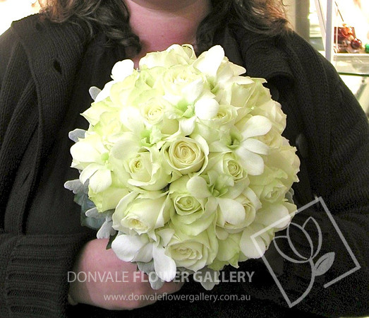 white rose wedding bouquet